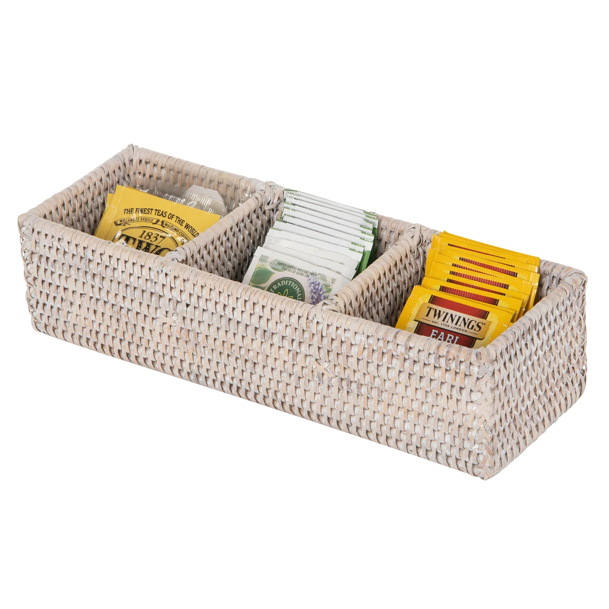 La Jolla Rattan 3 Compartment  Desk, Drawer, Shelf and  Cabinet Tray Organizer