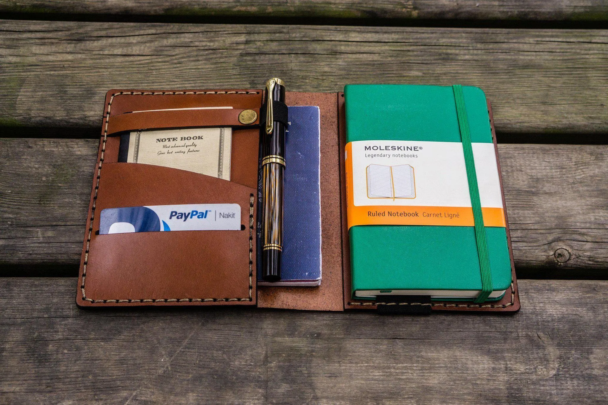 Leather Pocket Moleskine Journal Cover - Brown