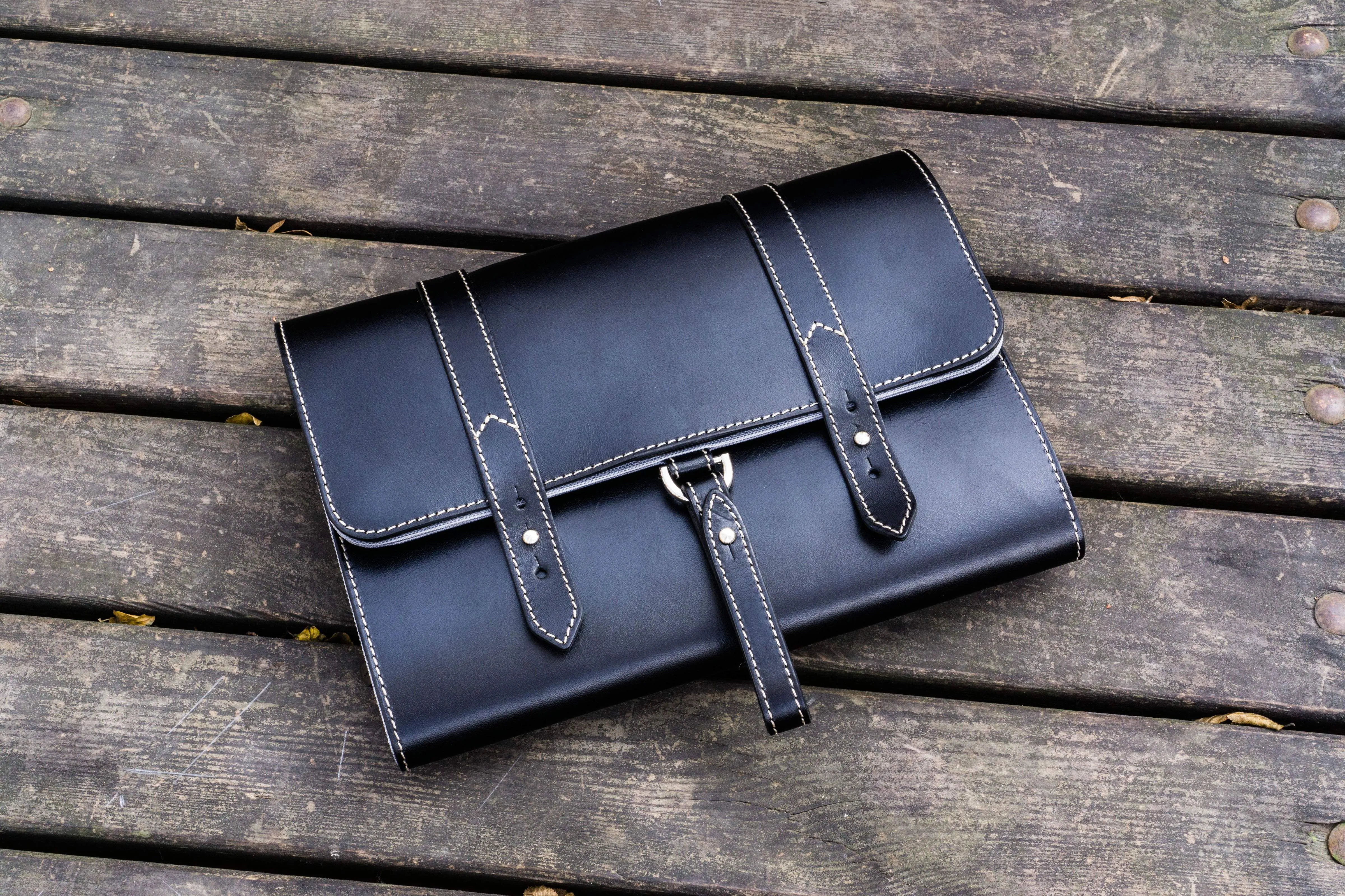 Leather Toiletry / Travel Bag - Black