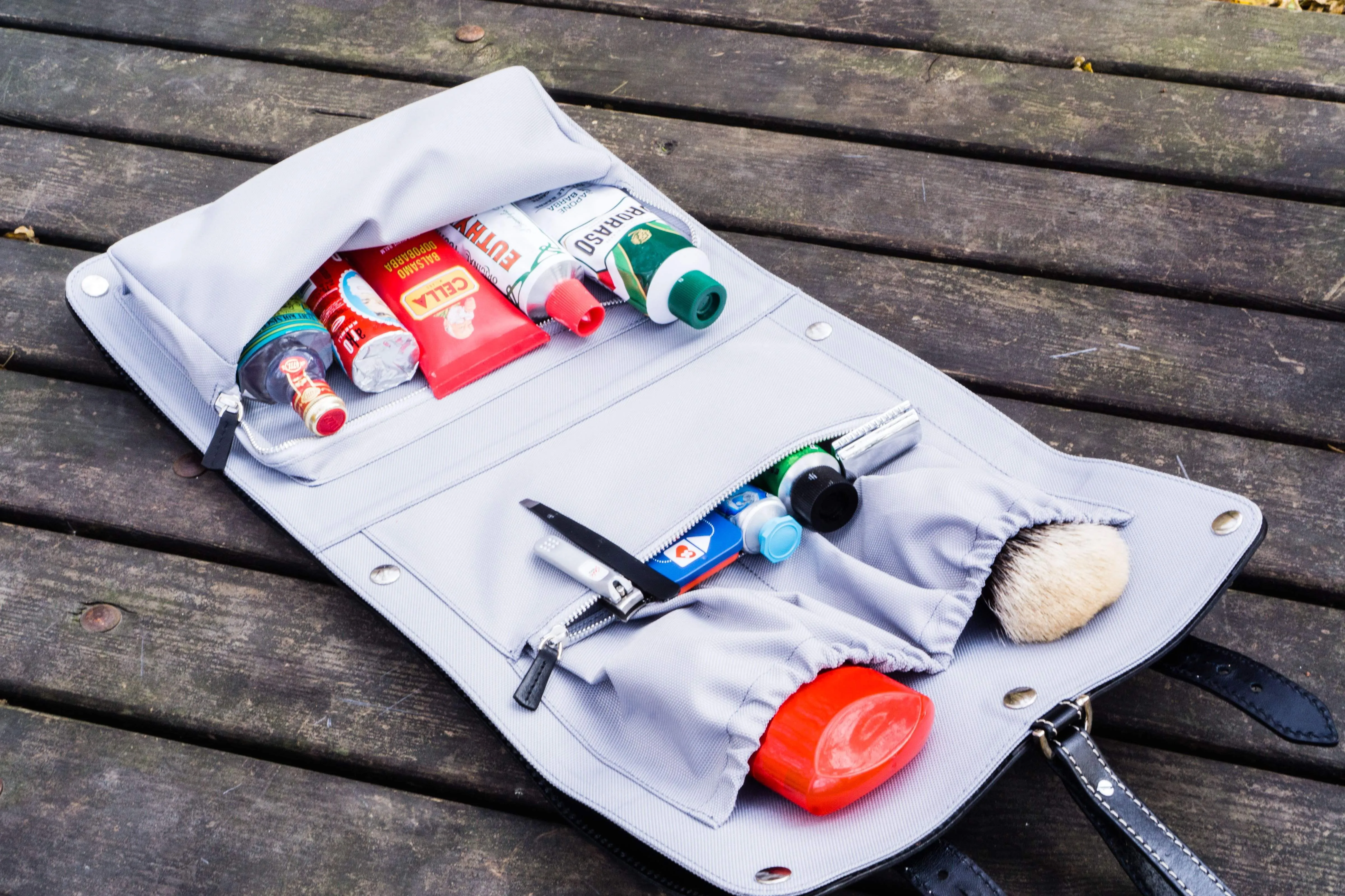 Leather Toiletry / Travel Bag - Black