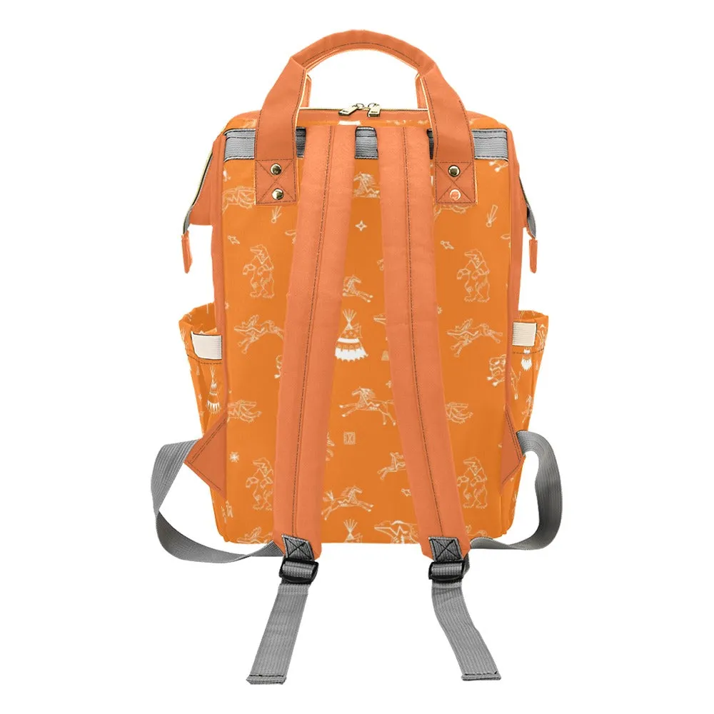 Ledger Dabbles Orange Multi-Function Diaper Backpack/Diaper Bag