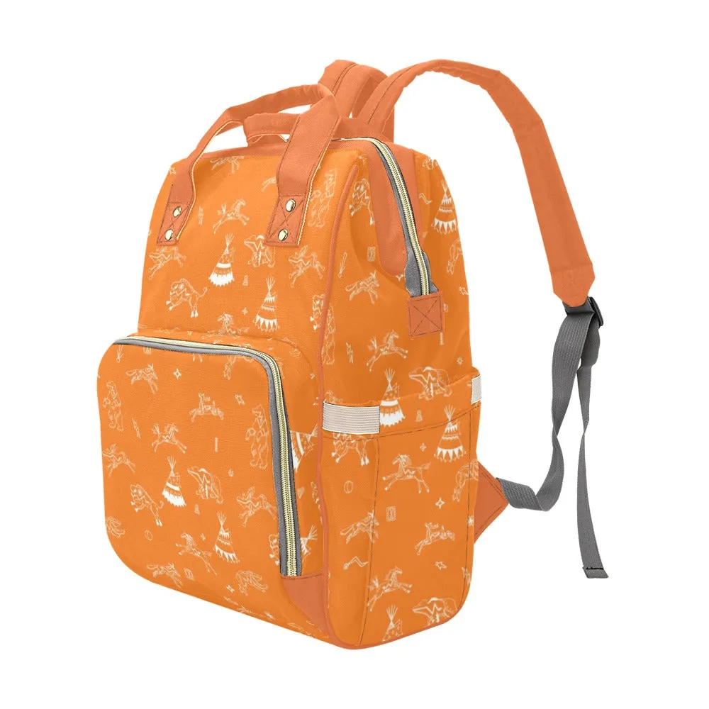 Ledger Dabbles Orange Multi-Function Diaper Backpack/Diaper Bag