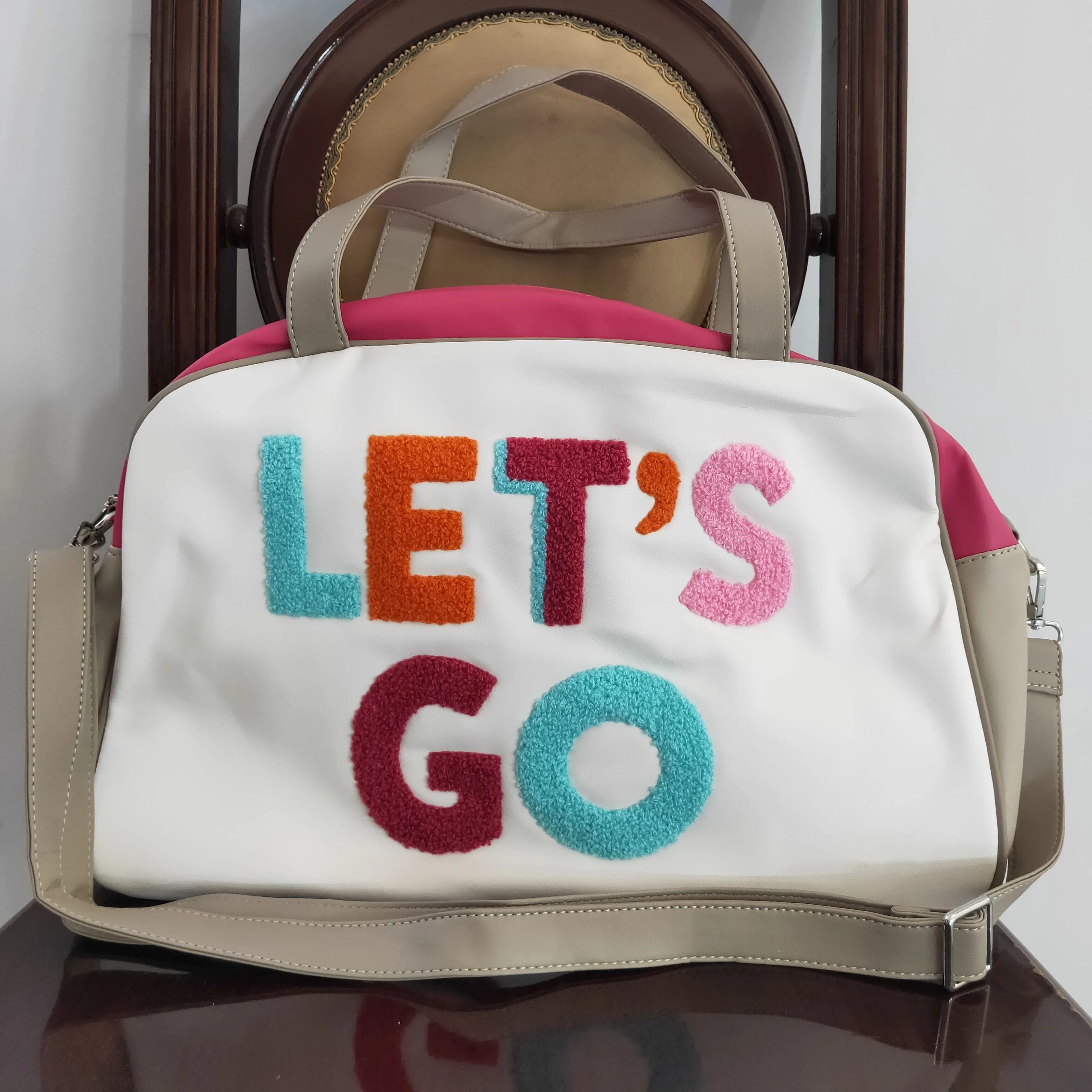 Let's Go letter embroidery handbag BA0066