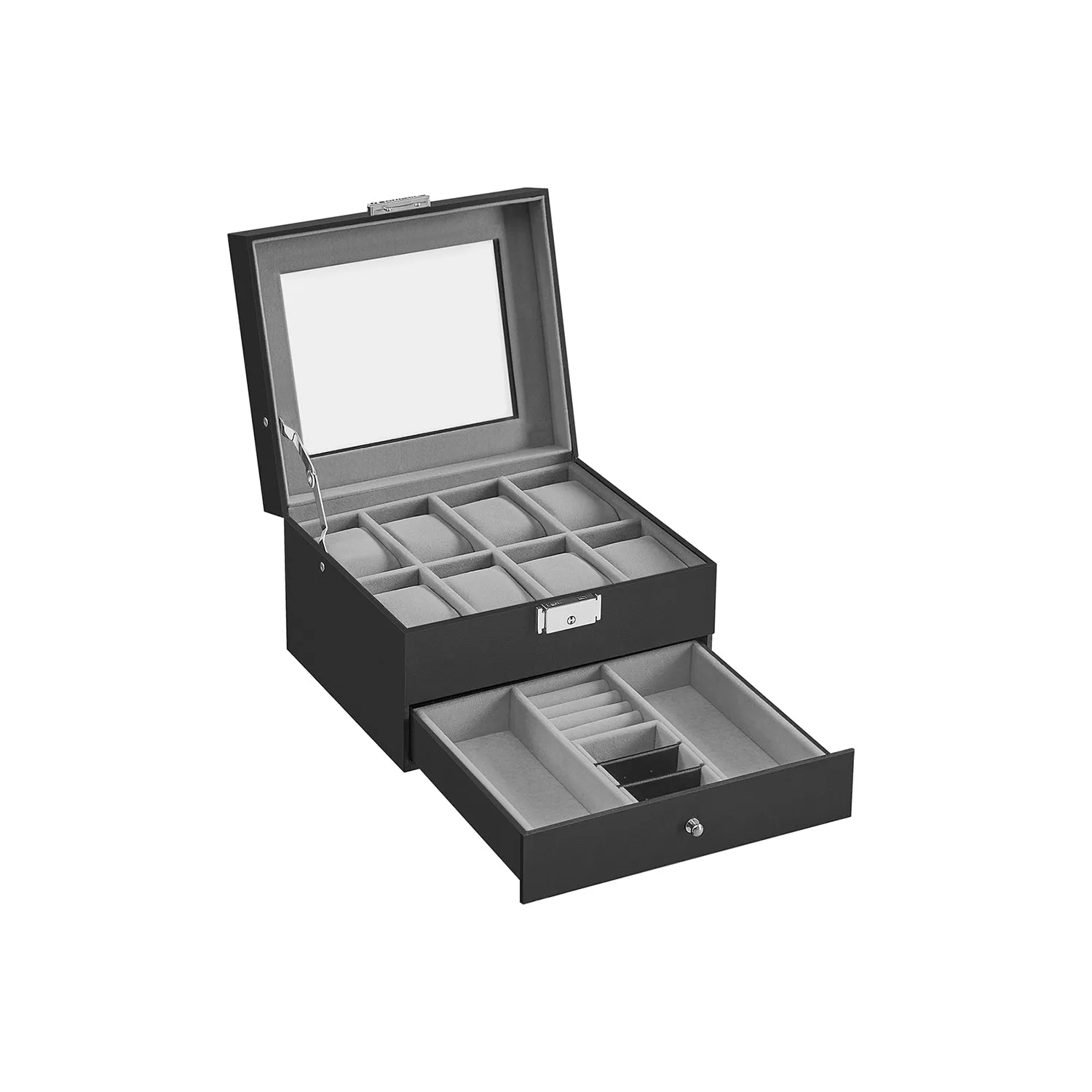 Lockable Watch Box With Glass Lid