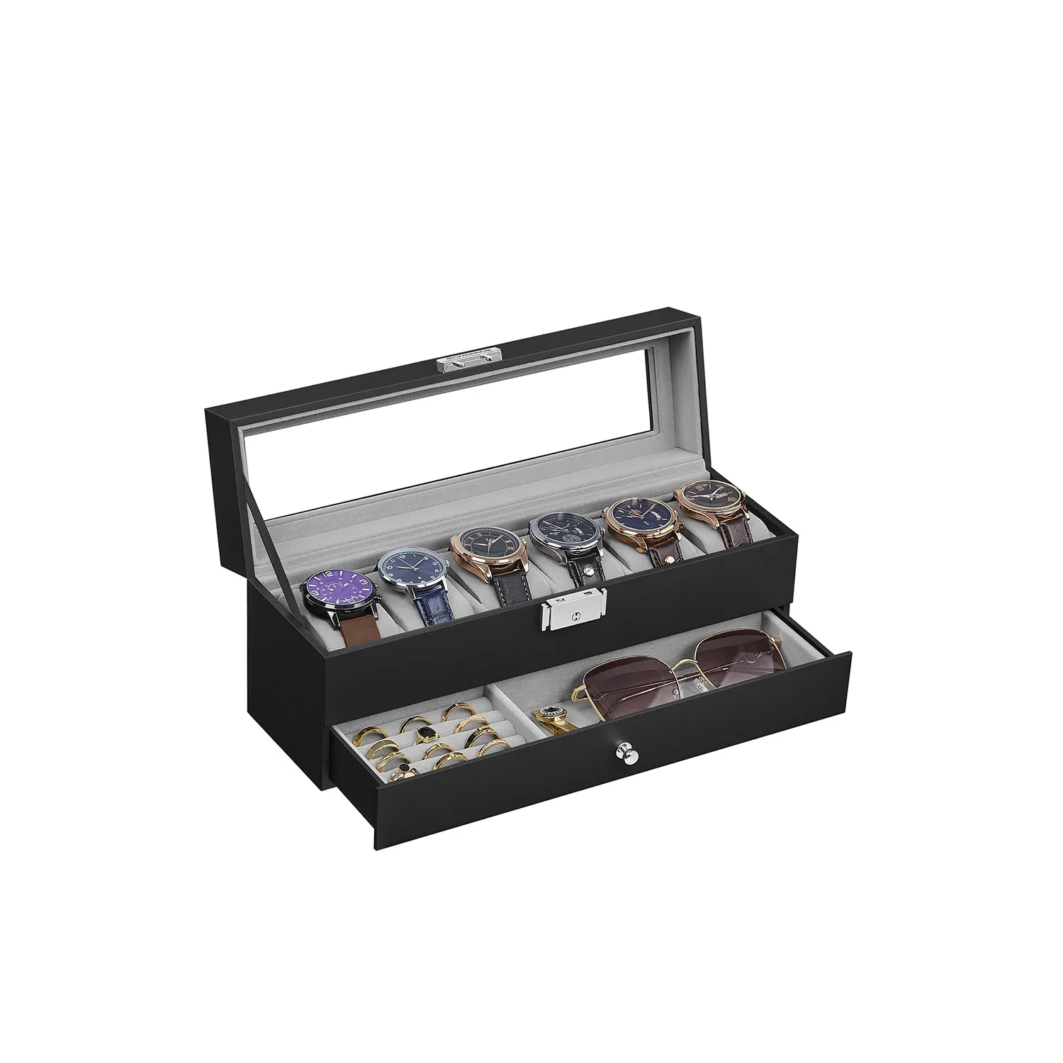 Lockable Watch Box With Glass Lid