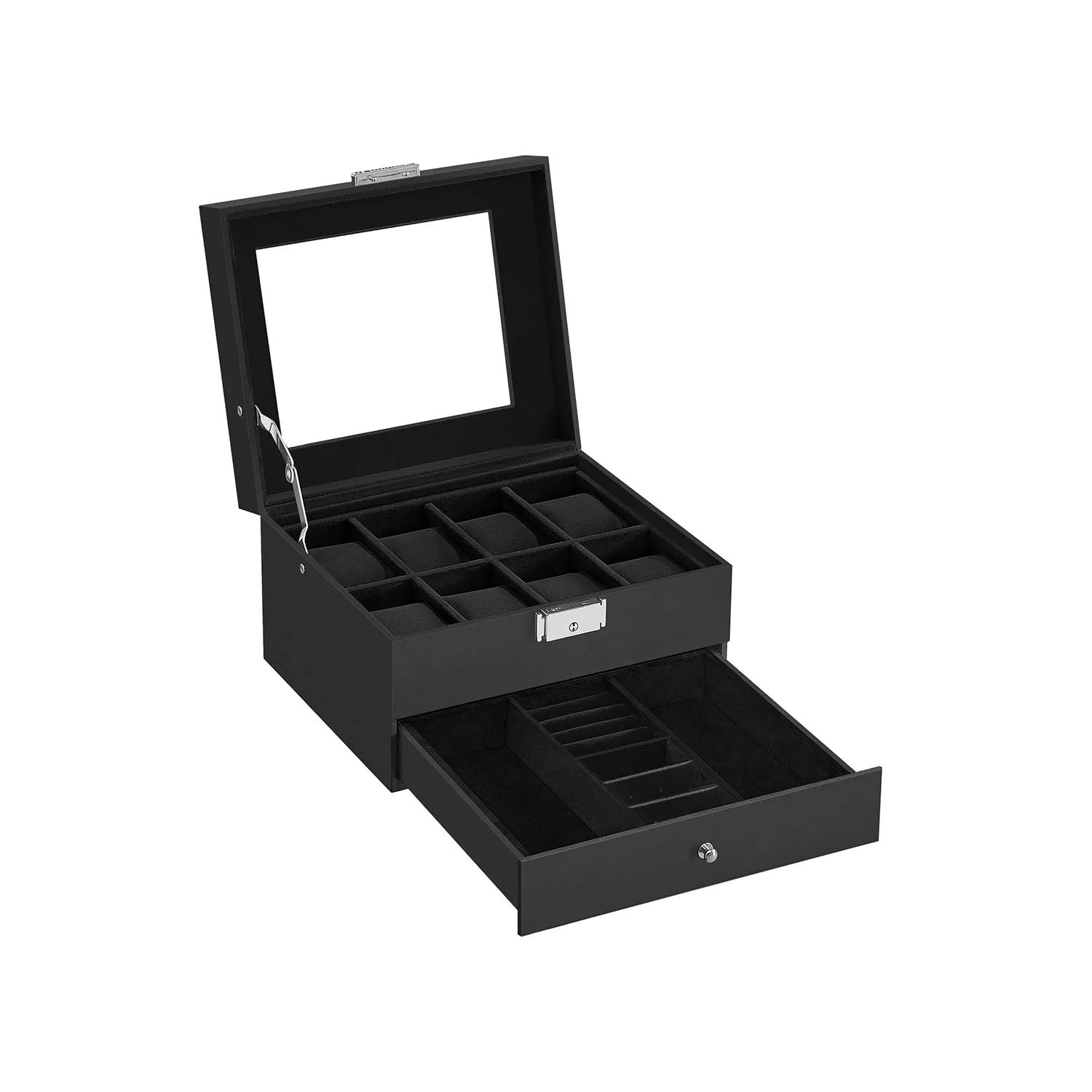 Lockable Watch Box With Glass Lid