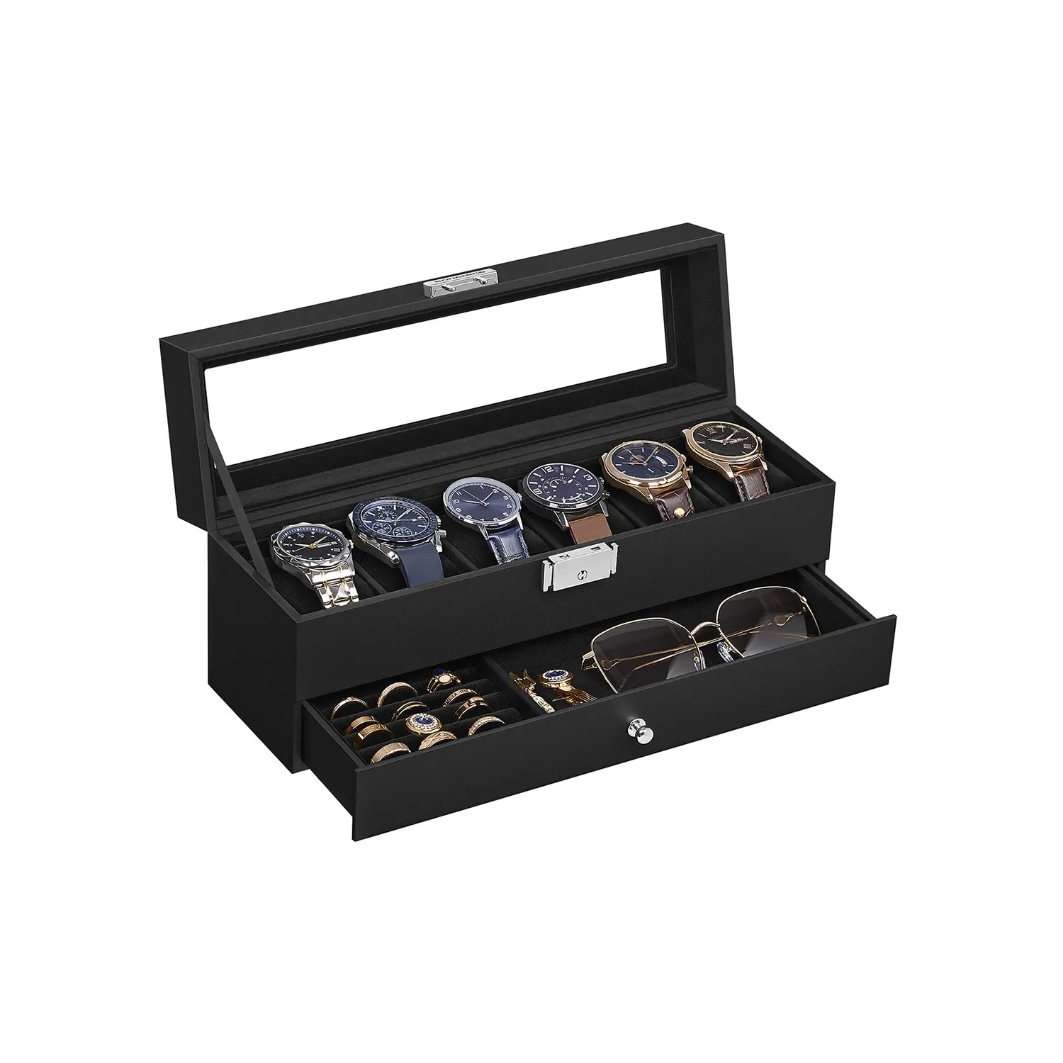 Lockable Watch Box With Glass Lid