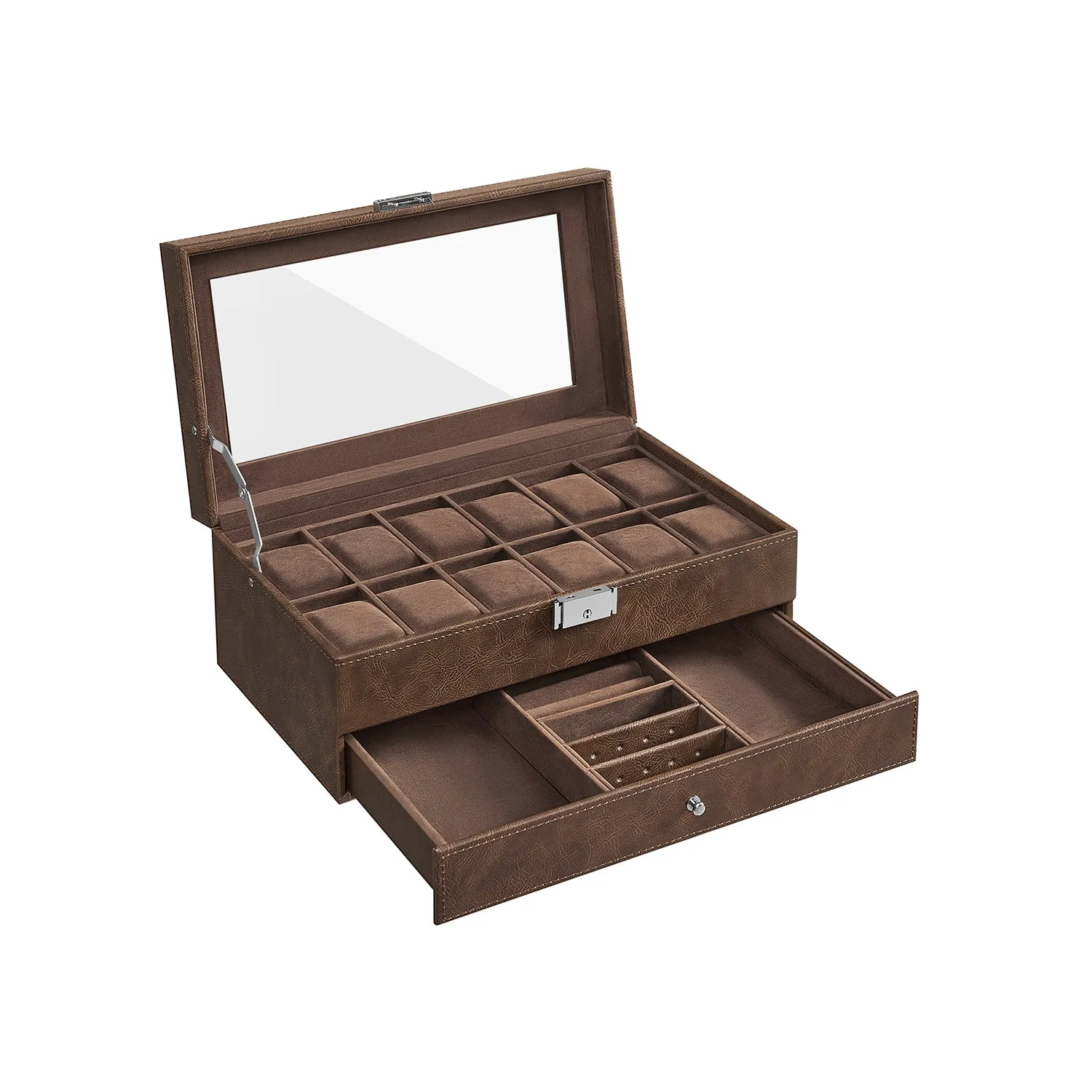 Lockable Watch Box With Glass Lid