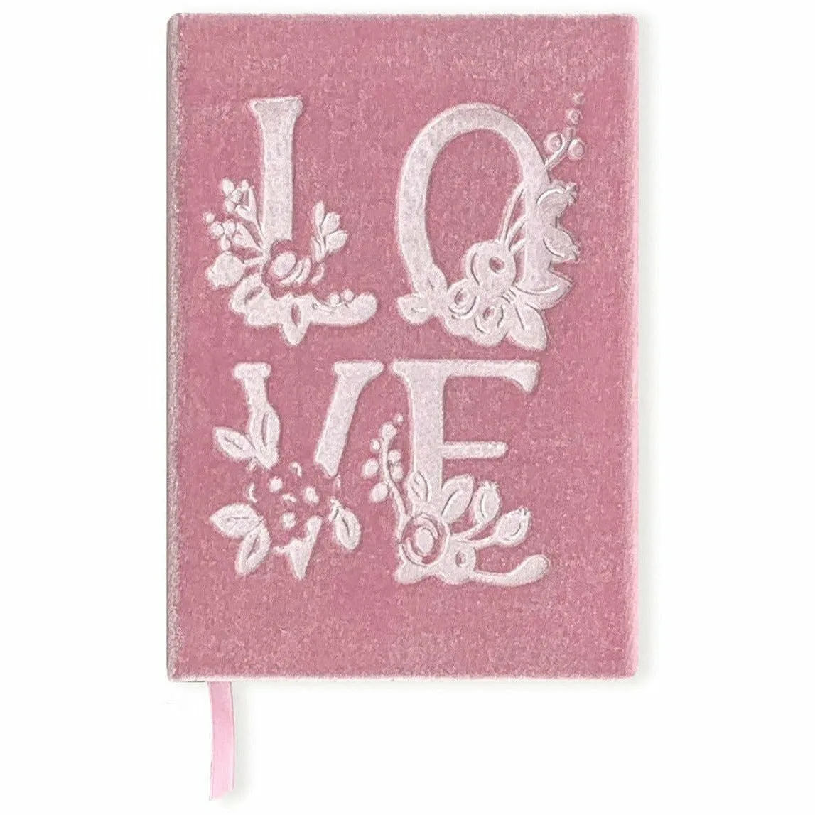 Love-Themed Silk Velvet-Covered Lined Notebook with Fabric Bookmark