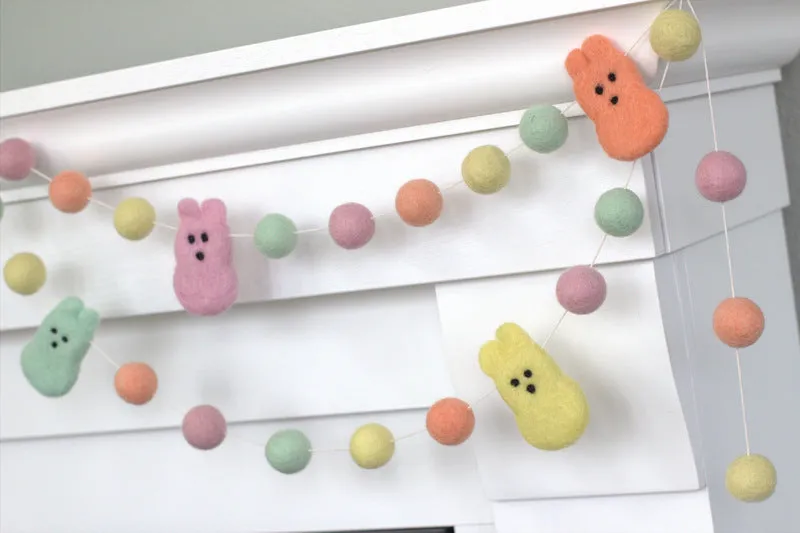 Marshmallow Bunny Easter Garland- Pastel