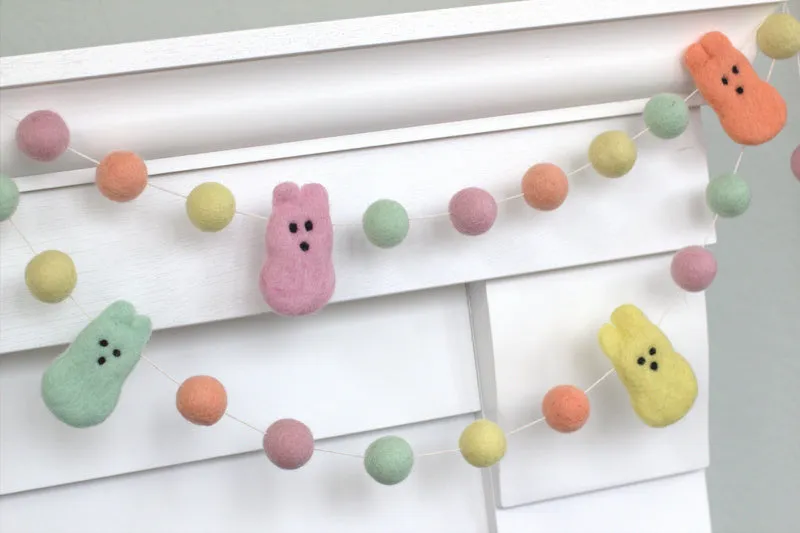 Marshmallow Bunny Easter Garland- Pastel