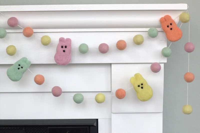 Marshmallow Bunny Easter Garland- Pastel