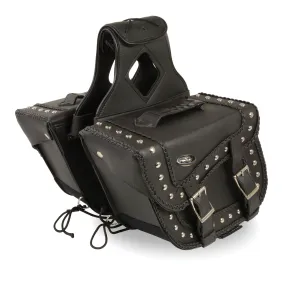 Medium Braided Zip-Off PVC Throw Over Saddle Bag w/ Studs (12X9X6X17.5)