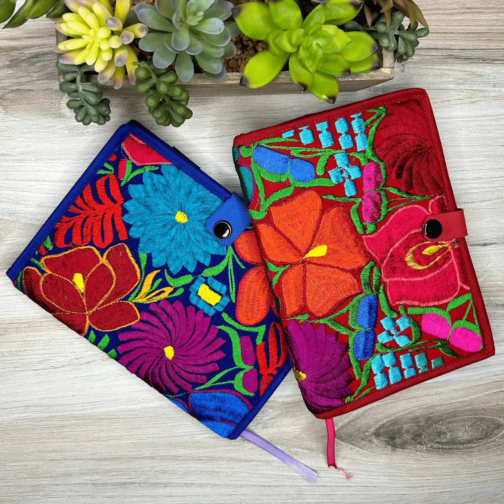 Mexican Embroidered Notebook Cover - Zinnia