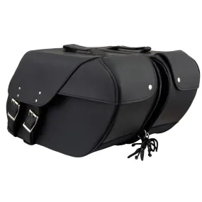 Milwaukee Leather SH669ZB Large Black Two Straps PVC Zip Off Throw Over Motorcycle Saddlebags