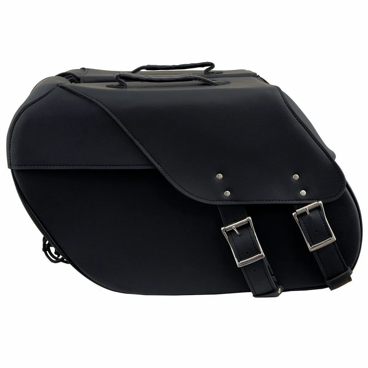 Milwaukee Leather SH669ZB Large Black Two Straps PVC Zip Off Throw Over Motorcycle Saddlebags