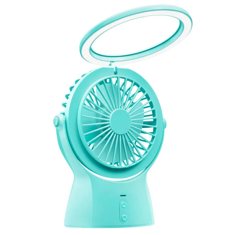 Mini Fan Halter Night Light Portable USB Desktop Office Power Bank Electric Fan