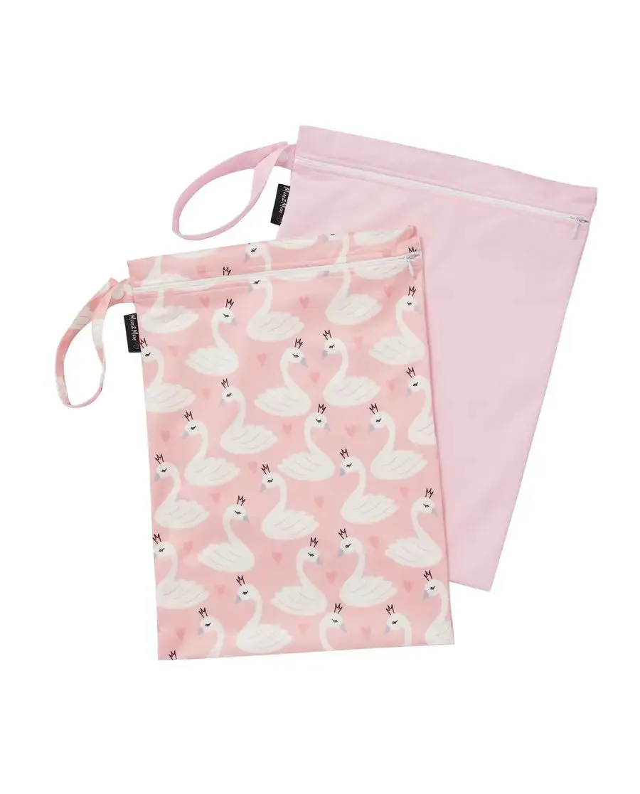 Mum2Mum Wet Bags Twin Pack - SWAN / PINK