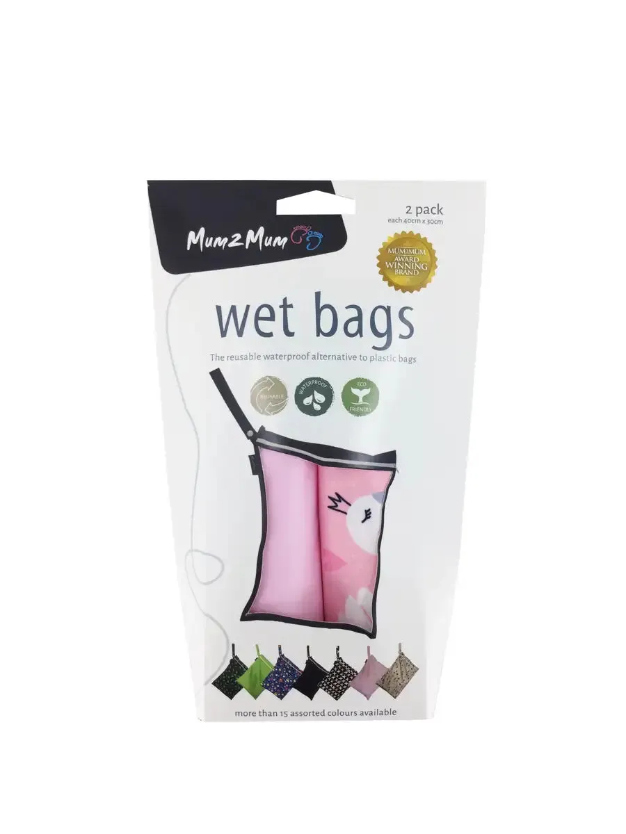 Mum2Mum Wet Bags Twin Pack - SWAN / PINK