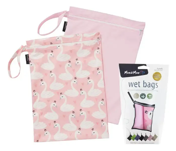 Mum2Mum Wet Bags Twin Pack - SWAN / PINK