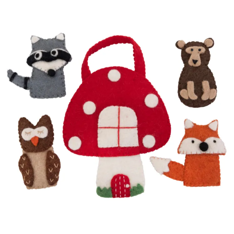 Mushroom Finger Puppet Play Bag