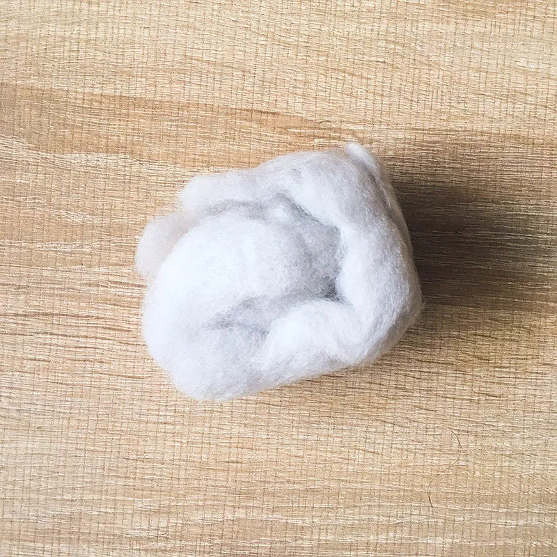 Needle felted wool felting light gray wool Roving for felting supplies short fabric easy felt