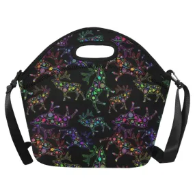 Neon Floral Elks Neoprene Lunch Bag/Large