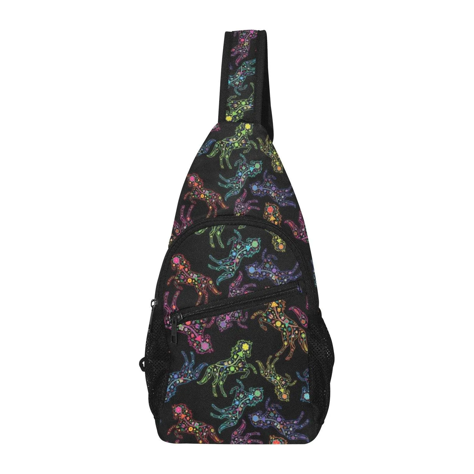 Neon Floral Horses Chest Bag