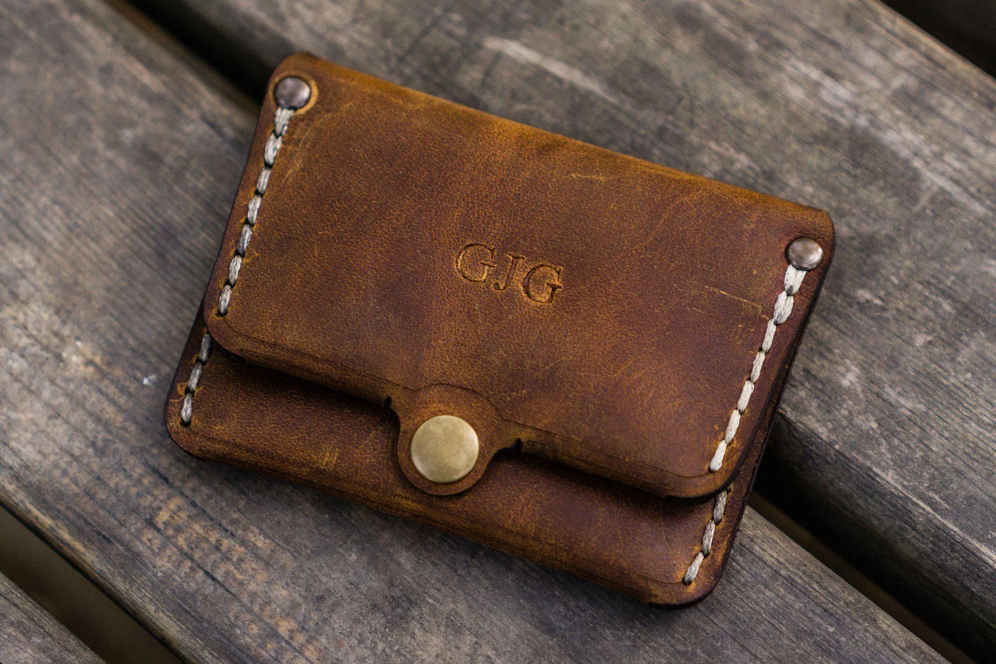 No.38 Personalized Minimalist Hanmade Leather Wallet - Crazy Horse Brown