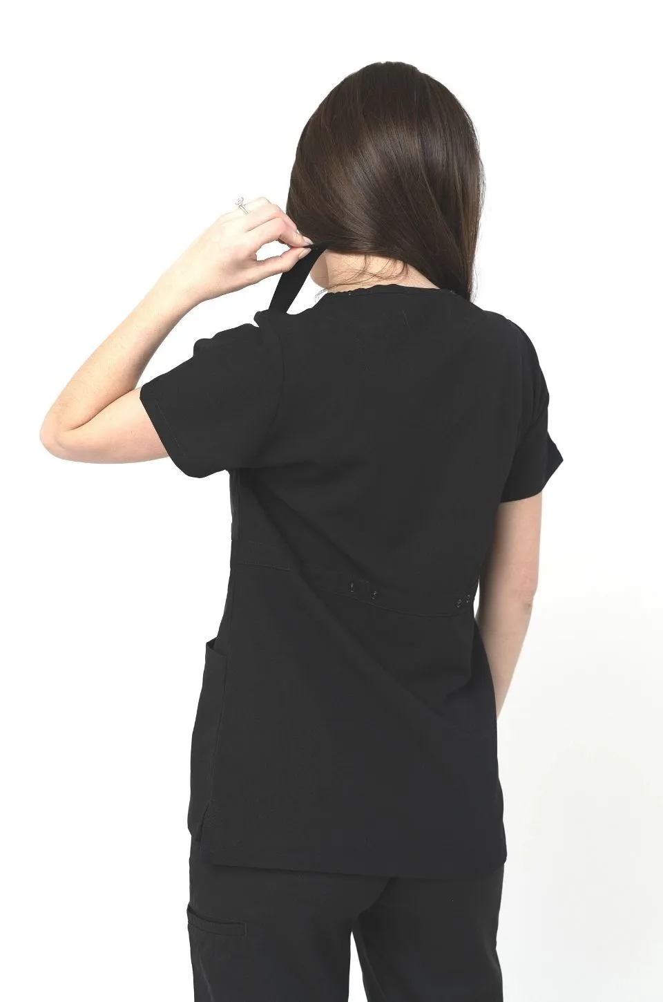 Nursing Scrubs Top For Breastfeeding- Black