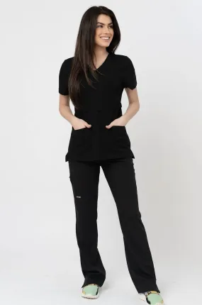 Nursing Scrubs Top For Breastfeeding- Black