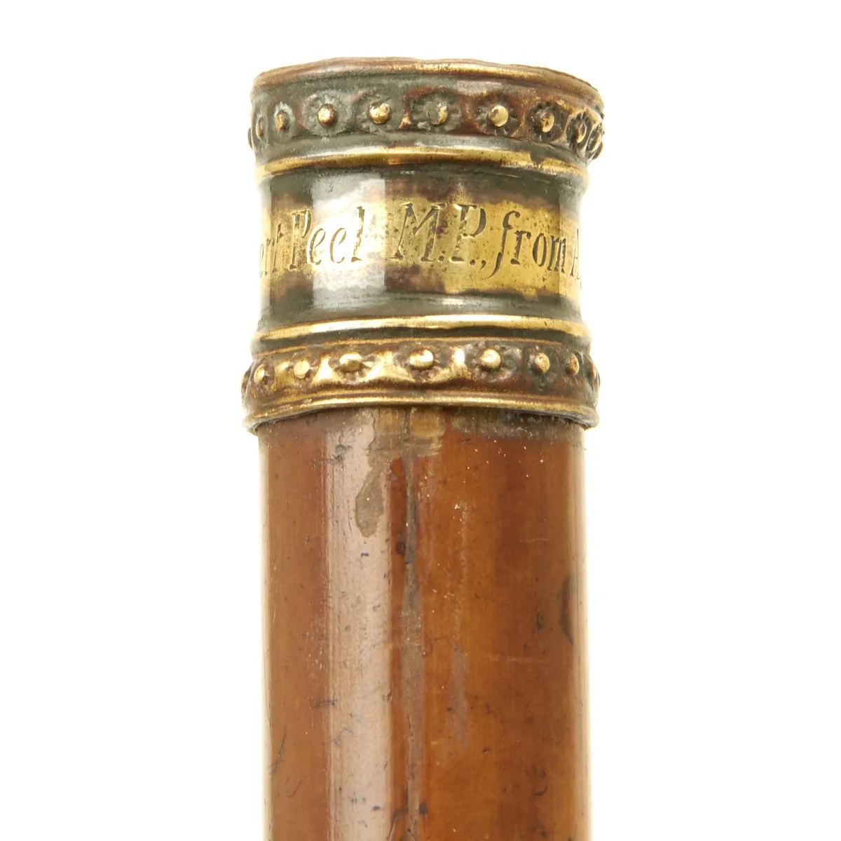 Original British Napoleonic 1809 Dated Cane Sword Stick - Given to Robert Peel M.P. by A. Wellesley