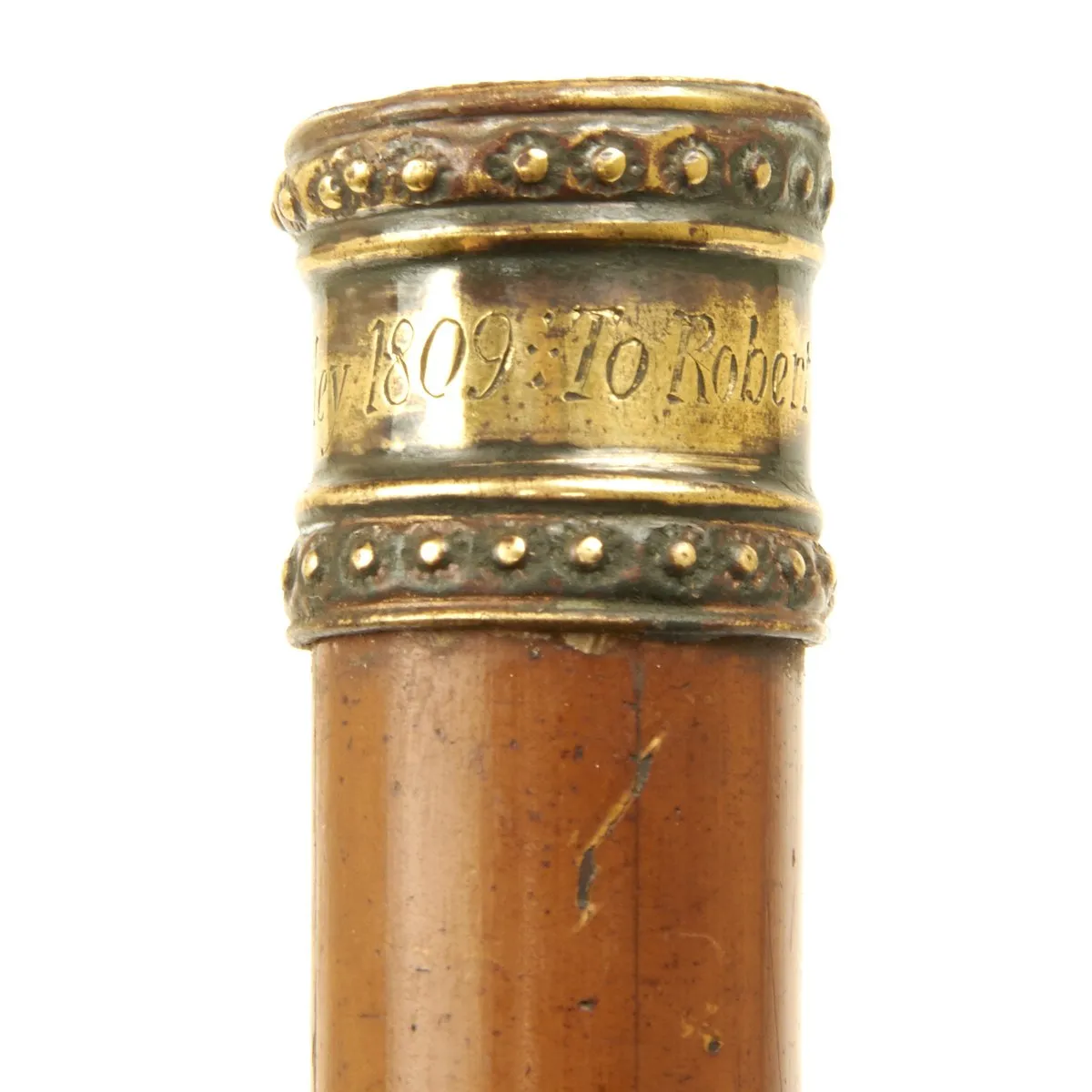 Original British Napoleonic 1809 Dated Cane Sword Stick - Given to Robert Peel M.P. by A. Wellesley