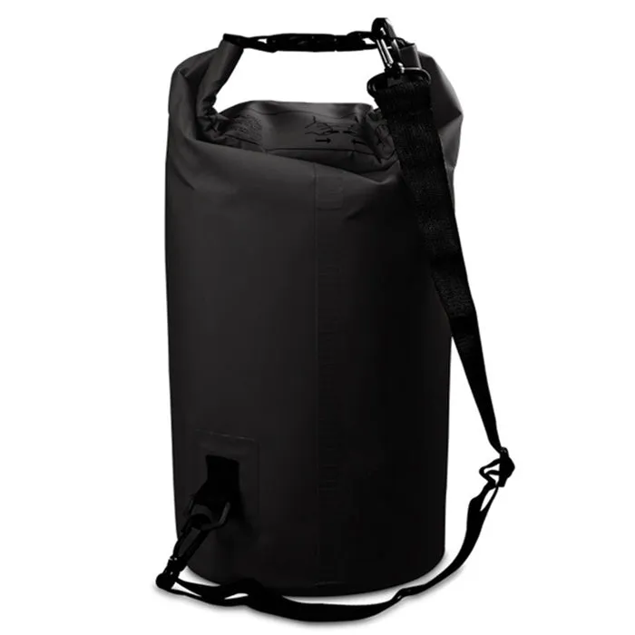 Outdoor Waterproof Double Shoulder Bag Dry Sack PVC Barrel Bag, Capacity: 20L (Black)