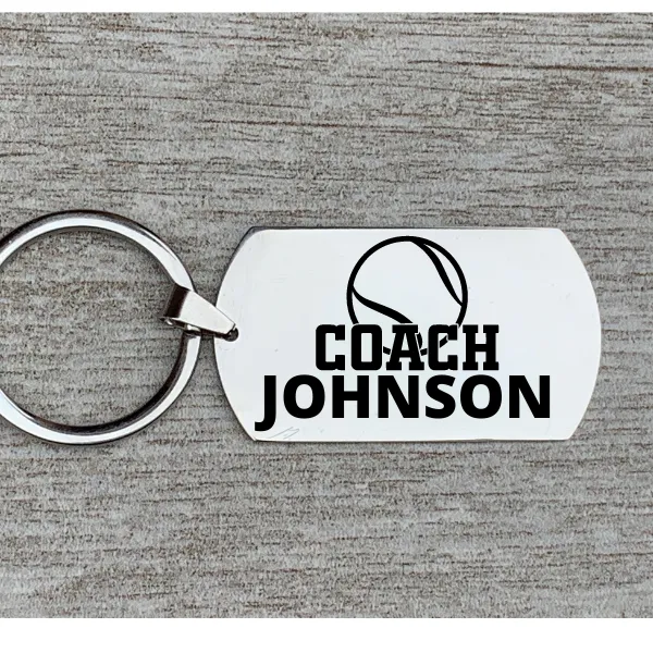 Personalized Engraved Tennis Coach Keychain