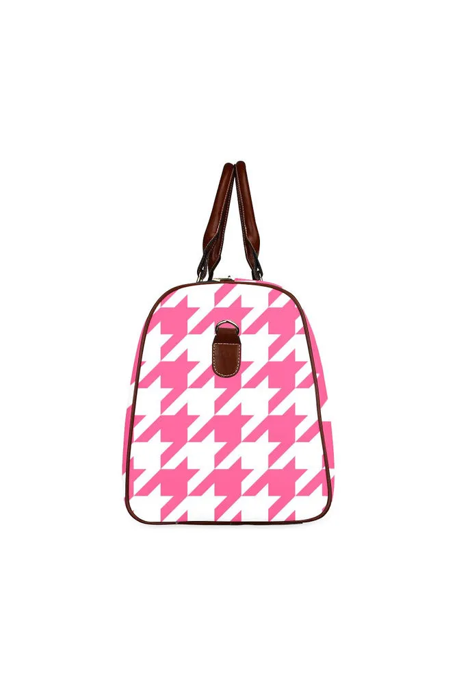 Pink Houndstooth Waterproof Travel Bag/Large