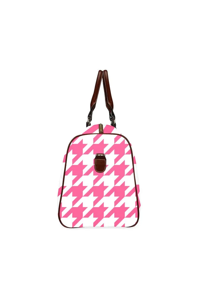 Pink Houndstooth Waterproof Travel Bag/Large