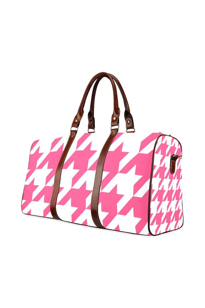 Pink Houndstooth Waterproof Travel Bag/Large