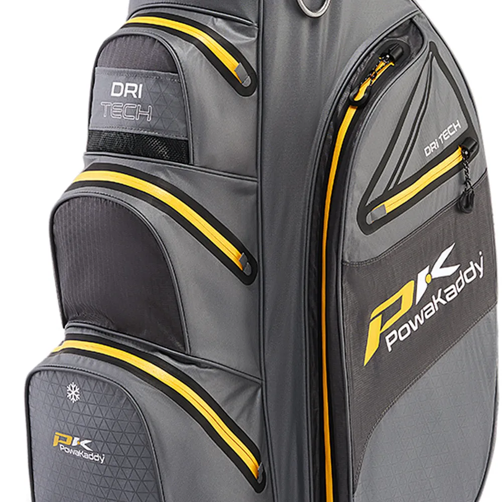 PowaKaddy Dri-Tech Cart Bag - Gun Metal/Yellow