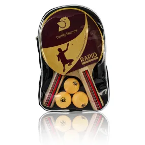 Premium Wooden Table Tennis Kit with 2 Rackets, 3 Balls and a Zip Cover