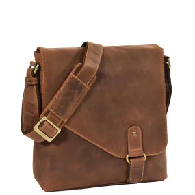 Real Leather Shoulder Messenger Vintage Organiser Flight Bag A761 Tan