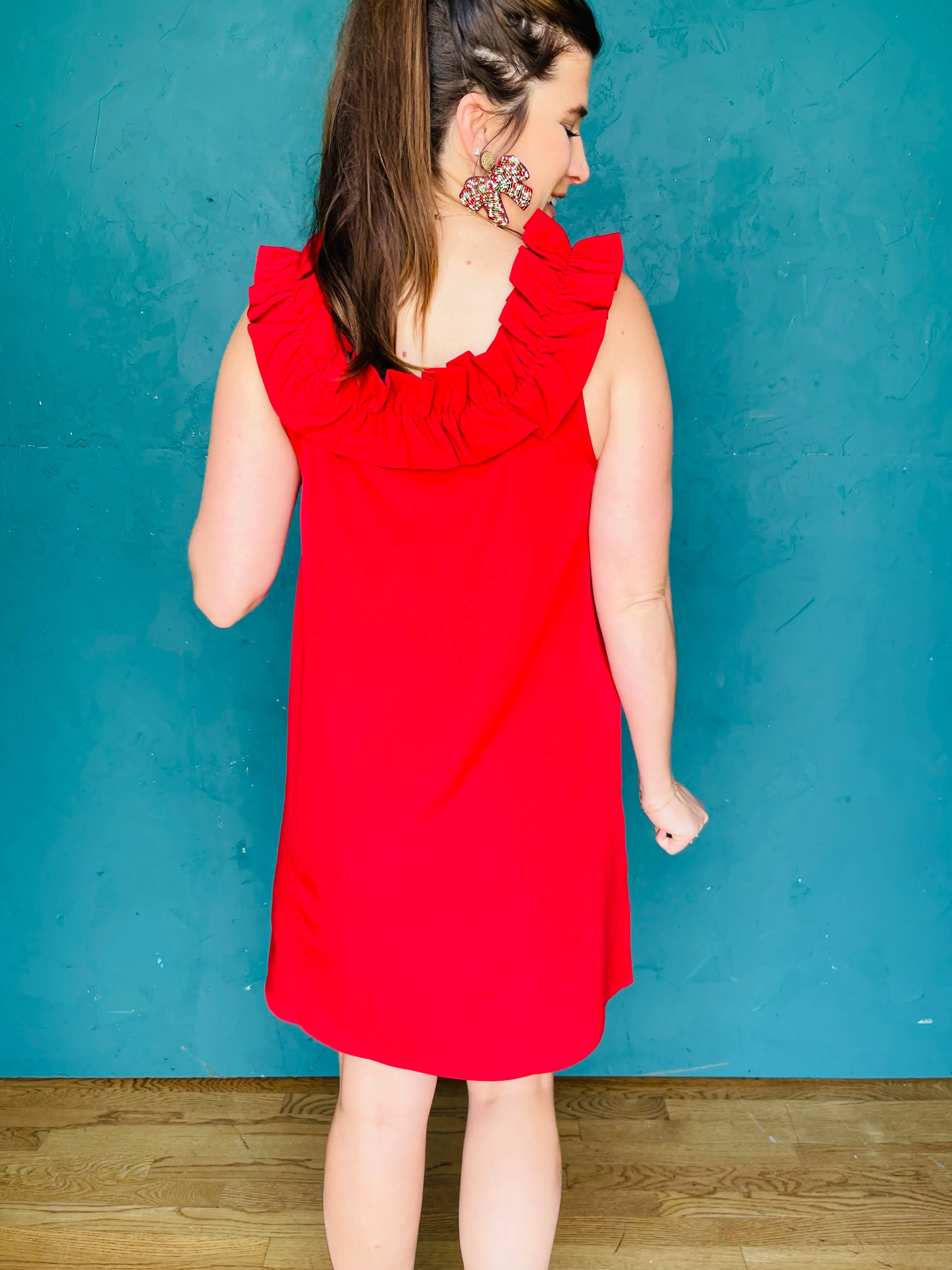 Red Larkin Ruffle Dress