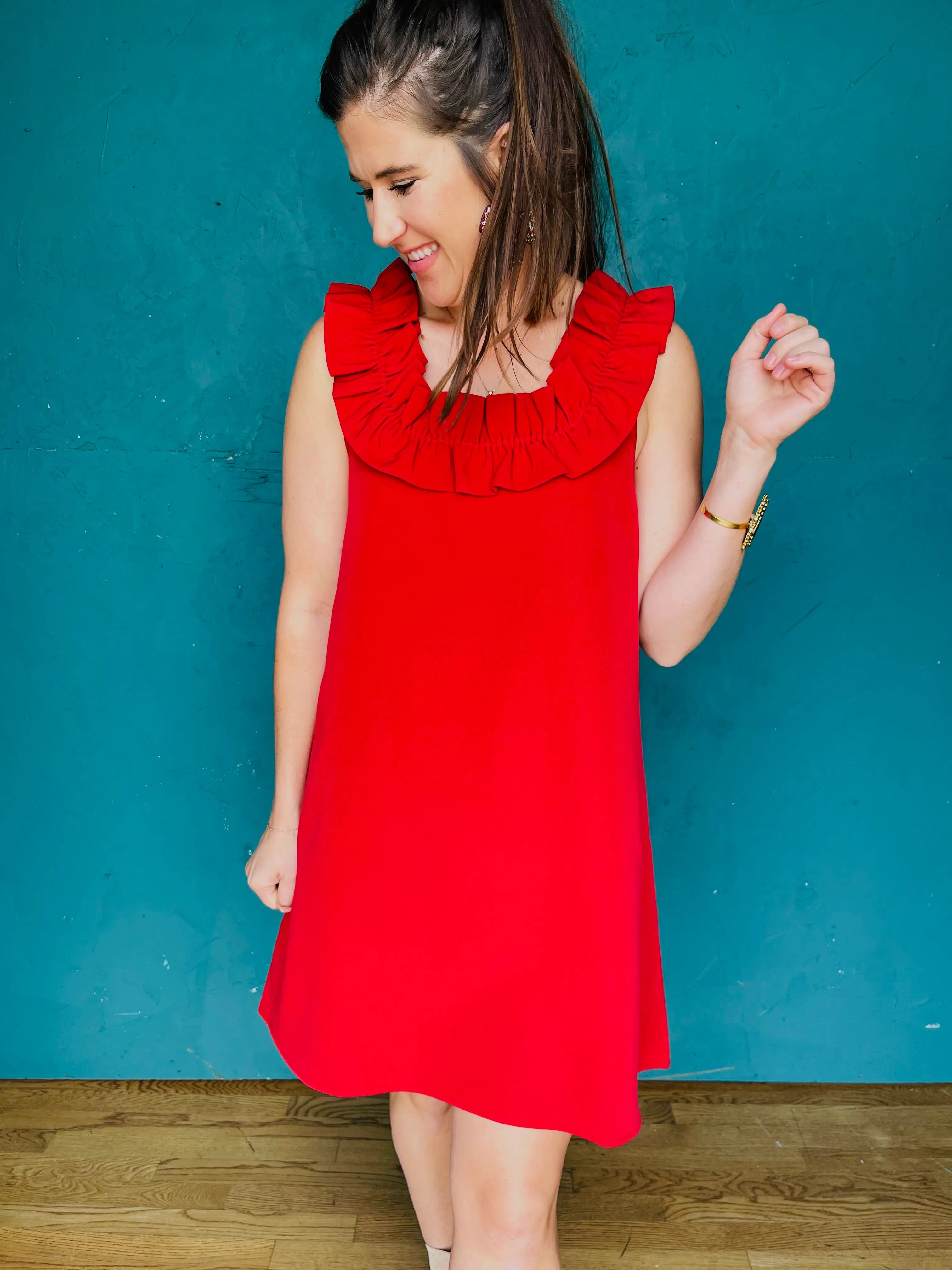 Red Larkin Ruffle Dress