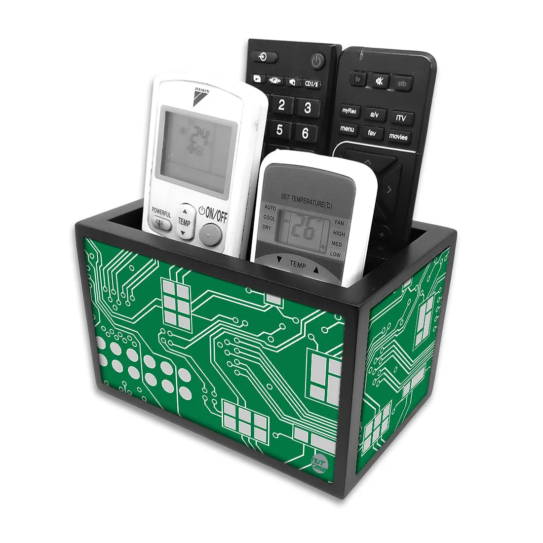 Remote Control Stand Holder Organizer For TV / AC Remotes -  Circuit Board Green