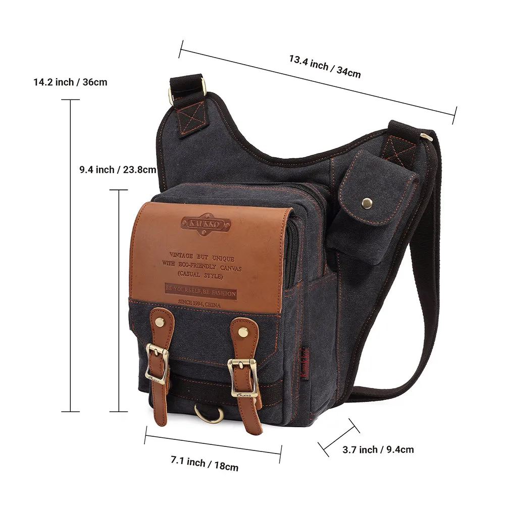 Retro Casual Shoulder Bag Sports Canvas Laptop Crossbody Bag ( black )