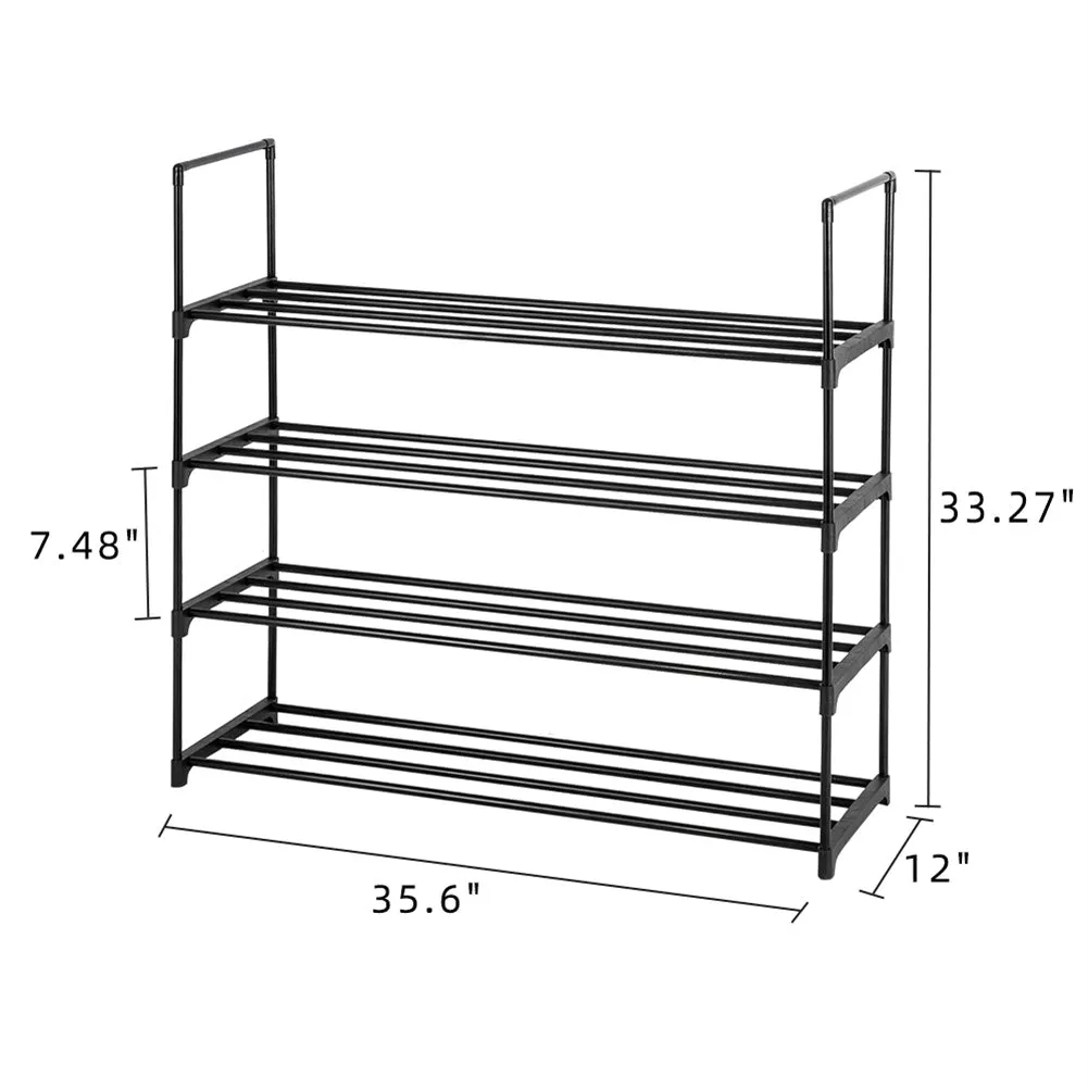 RONSHIN 4 Tiers Shoe Rack Iron Pipe Shoe Shelf Simple Assembly Storage Organizer