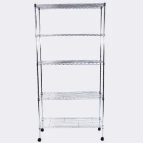 RONSHIN 5-Layer Iron Shelf with 1.5" Smooth Wheels Chrome Plated Storage Rack Organizer