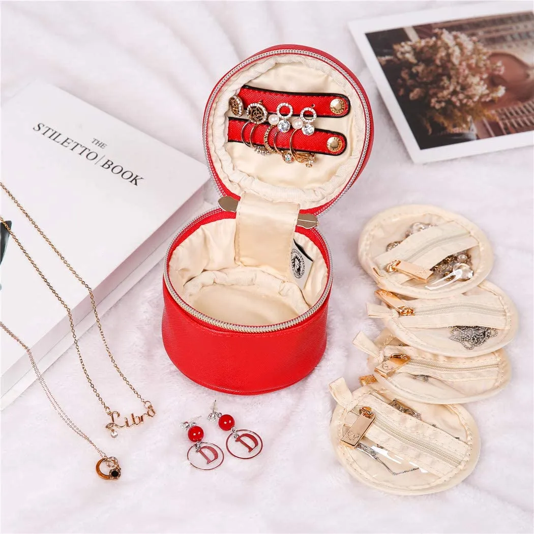 Round Jewelry Case Light Red