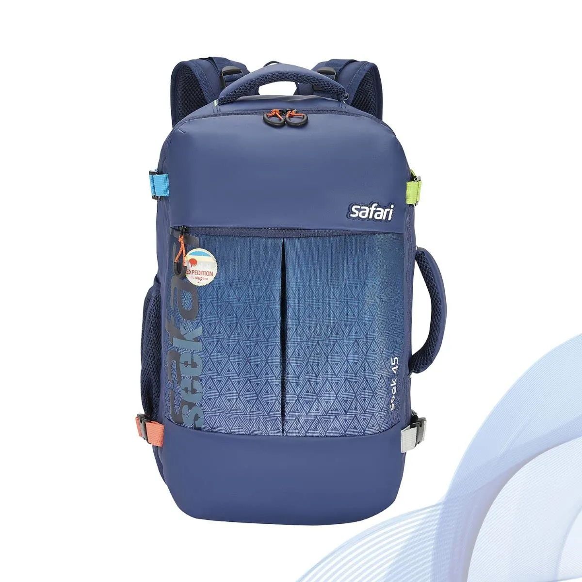 Safari Seek 45 Ltrs Expandable and Water Resistant Overnighter Travel Laptop Backpack with RainCover- Ideal for Travelling and Camping, Business & Travel- Blue