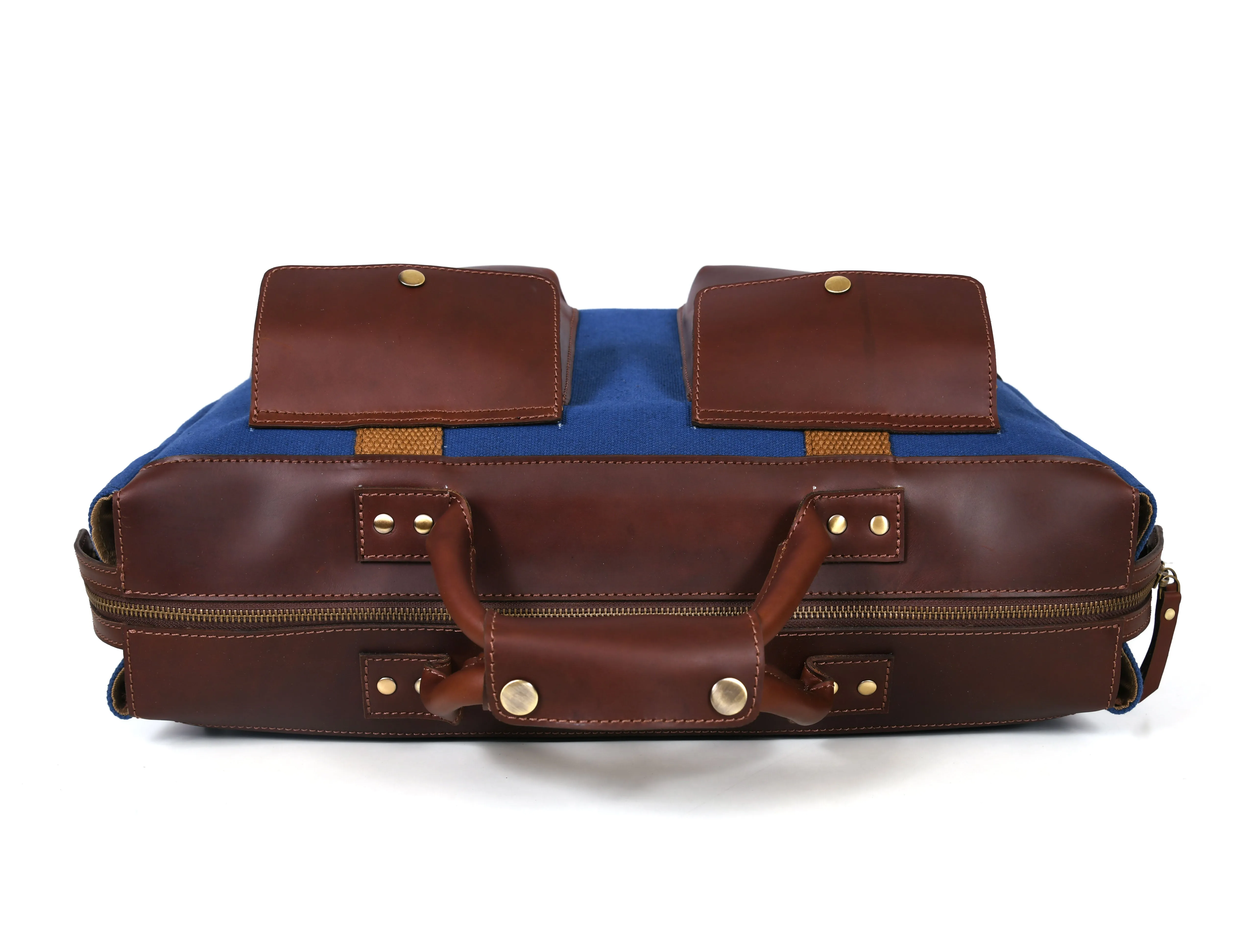 Salinas Leather Canvas Travel Bag -  Persian Blue